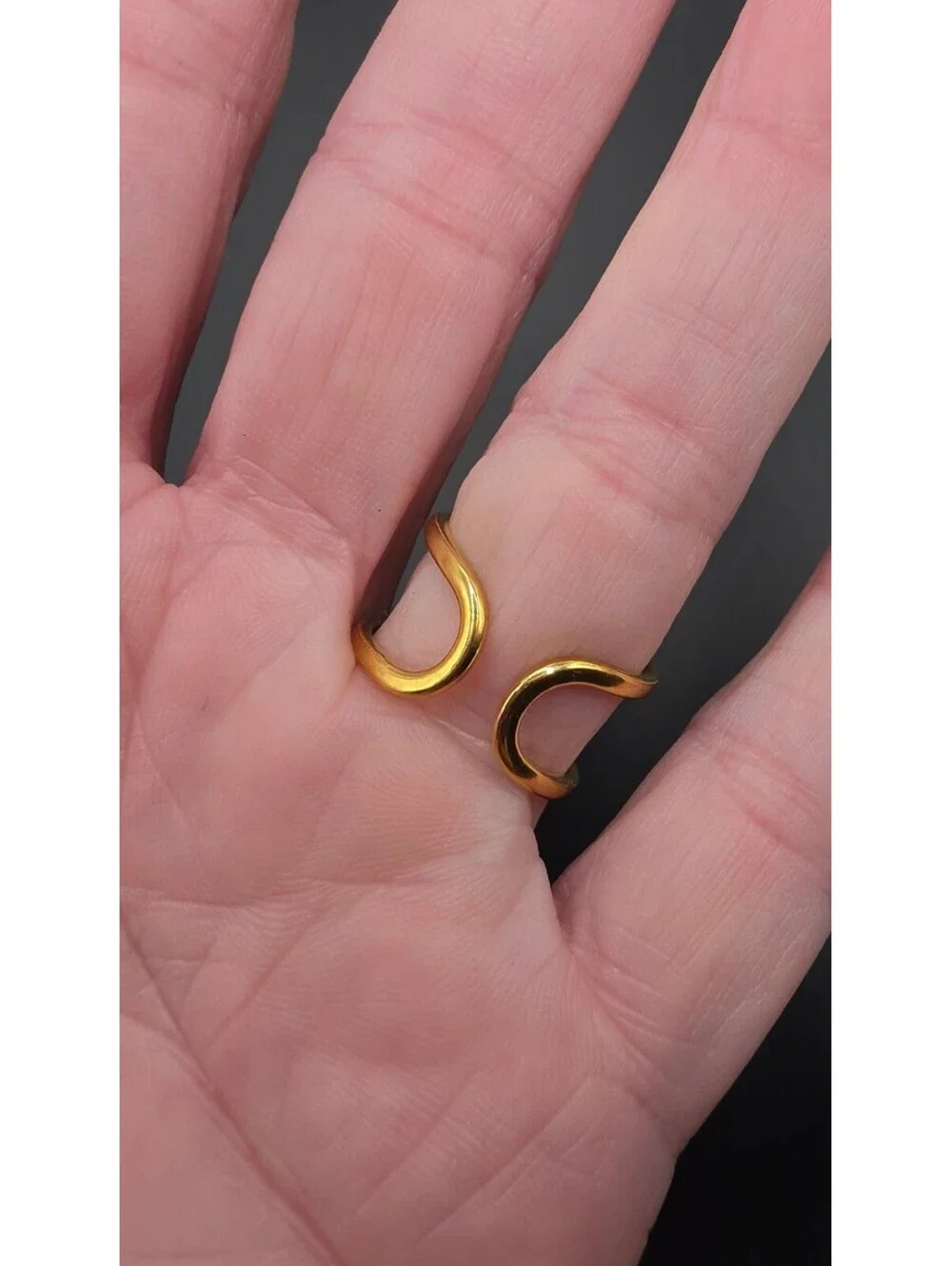 Bohemian Gold-Tone Stainless Steel Turquoise Open Ring Size Adjustable